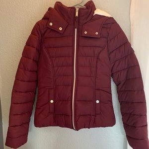 Burgende Fuzzy Sherpa Puffer Jacket Hooded